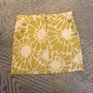 Jcrew canvas yellow floral a-line miniskirt